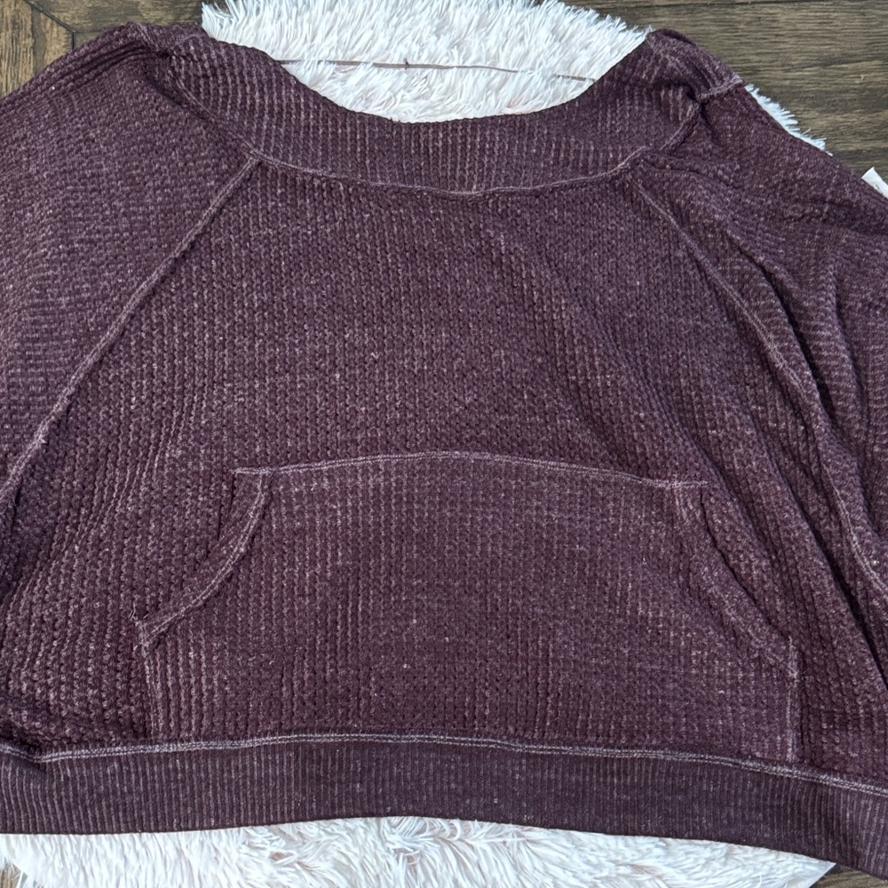 Free People Maroon Crew Neck Sweater